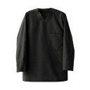【セブンユニフォーム】【カジュアルクリーン】リブ付スクラブ 八分(男女兼用) ブラック サイズ:SS~3L 業務用/新品/小物送料対象商品