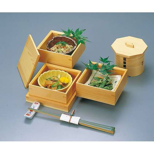 木和美・正角料理箱三段セット(蓋付)/業務用/...の紹介画像2