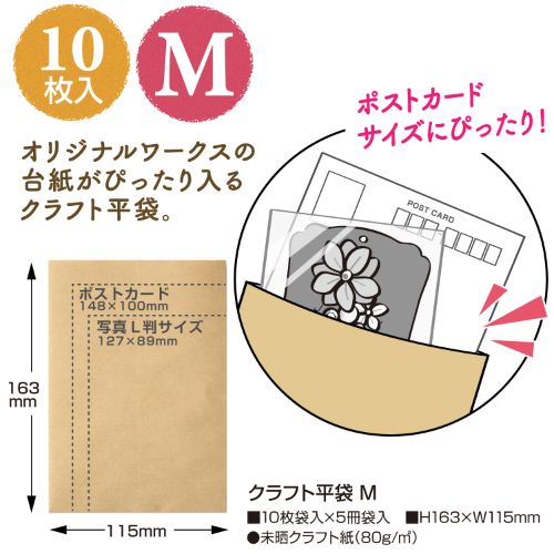 クラフト平袋 M 163×115 5冊入 品番:50-2250 /業務用/新品/小物送料対象商品