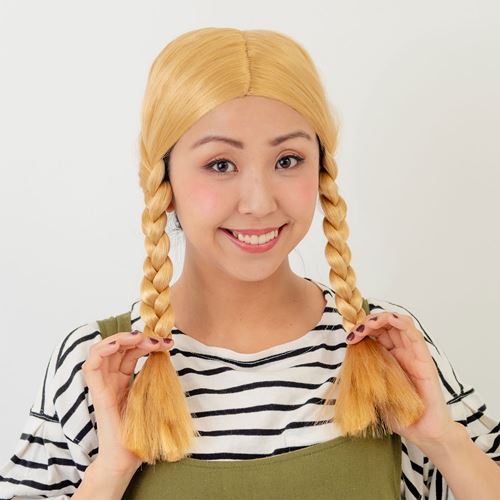 お笑いかつら みつあみかつら ゴールド/業務用/新品/小物送料対象商品