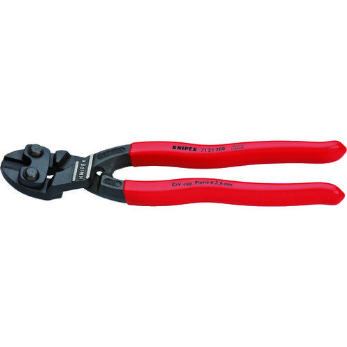 ■商品説明■商品名：KNIPEX 200mm ミニクリッパー 先端20度メーカー：KNIPEXメーカー品番：8338909お届け数：1型式：7121-200JAN：4003773066866メーカー名：KNIPEX社原産国(名称)：ドイツ質量：320質量単位：g特長：●軟線・硬線・ピアノ線を精密に切断することができます。●ボルト・釘・リベットなどを少ない力で切断することができます。●てこの原理を最大限利用した新型機構により他の追随を許さない切断能力を発揮します。●高周波焼入れ処理が施された刃の硬度は約HRC64です。●鍛造ボディーにより大変頑丈です。●ジョイント下部にあるつかみ面で1.5mm以上のワイヤーをつかんで引っ張ることができます。仕様：●刃部形状:先端角度20度●全長(mm):200●切断能力(mm)軟線:φ6●切断能力(mm)硬線:φ4●切断能力(mm)ピアノ線:φ3.6●切断能力(mm)中硬線:φ5.2材質/仕上：●クロムバナジウム高性能鋼【配送料について】配送料について配送料金は、「小物送料」と記載のある商品総額が15,000円未満の場合、別途送料として800円（税別）頂戴いたします。北海道1,500円（税別）、沖縄2,000円（税別）頂戴いたします。東京都島しょ部、離島については、ご注文後に改めて送料をお見積り致します。予めご了承下さい。ご注文前にあらかじめ配送料金を確認されたい場合は、ご購入希望点数、配送先ご住所をご明記頂き、上部「［？］お問い合わせ」フォームよりご連絡下さいますようお願い致します。【ご注意】画面上の色はブラウザやご使用のパソコンの設定により実物と異なる場合があります。