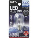 商品情報商品名：ELPA LEDナツメ形E12/LDT1CN-G-E12-G105型式：8289962JANコード：4901087190621メーカー：朝日電器株式会社お届け数（合計）：1重量：11g原産国：台湾特徴●光源にはLEDを使用していますので、消費電力が少ない省エネタイプです。●常夜灯、サイン用照明に適しています。仕様●明るさ(lm)：18●光源色：クリア昼白色相当●外径(mm)：20●全長(mm)：46●消費電力(W)：0.5●口金：E12●定格寿命(時間)：30000●標準消費電力料金：0.01円/h●電源(V)：AC100V●交流電源：100V 50/60Hz共用●定格入力電流(A)：0.006●設計寿命(時間)：30000●屋内用●電源：AC100V●定格寿命：30000時間配送料について配送料金は、「小物送料」と記載のある商品総額が15,000円未満の場合、別途送料として800円（税別）頂戴いたします。北海道1,500円（税別）、沖縄2,000円（税別）頂戴いたします。東京都島しょ部、離島については、ご注文後に改めて送料をお見積り致します。予めご了承下さい。【ご注意】画面上の色はブラウザやご使用のパソコンの設定により実物と異なる場合があります。