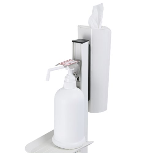 足踏式消毒液スタンド ティシューホルダー(ホワイト)付 本体ホワイト(W)/業務用/新品/送料別途見積