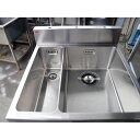 【中古】親子ニ槽シンク 幅750×奥行750×高さ800 【送料別途見積】【業務用】【飲食店 店舗 厨房機器 二槽シンク 業務用二槽シンク】
