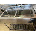 【中古】二槽シンク BGあり 幅900×奥行450×高さ800 【送料別途見積】【業務用】【飲食店 店舗 厨房機器 二槽シンク 業務用二槽シンク】