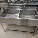 【中古】二槽シンク BGあり 幅1200×奥行600×高さ800 【送料別途見積】【業務用】【飲食店 店舗 厨房機器 二槽シンク 業務用二槽シンク】