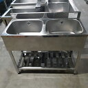 【中古】二槽シンク 幅1000×奥行450×高さ800 【送料別途見積】【業務用】【飲食店 店舗 厨房機器 二槽シンク 業務用二槽シンク】