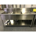【中古】二槽シンク 右水切り付き BGあり マルゼン BSM2X-156R 幅1500×奥行600×高さ800 【送料別途見積】【業務用】【飲食店 店舗 厨房機...