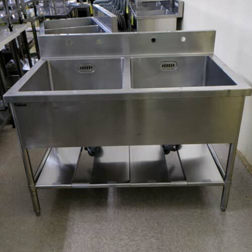 【中古】二槽シンク BGあり 幅1200×奥行750×高さ850 【送料別途見積】【業務用】【飲食店 店舗 厨房機器 二槽シンク 業務用二槽シンク】