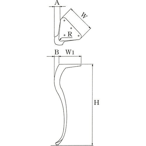 ハヤシ アルミ鋳物テーブル脚(1本) ベースサイズ:高さ680×W145×W(1)120×R12×A40×B35 品番:SS-701-L 鏡面仕上げ アジャスター付き/送料別 [3]