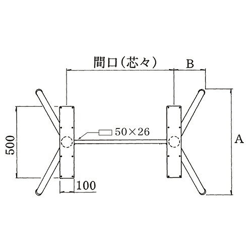 ハヤシ アルミ鋳物テーブル脚 ベースサイズ:A770×B230×間口(芯々)1000mm×【高さ指定可】 品番:DC-V-450 塗装カラー:14AM ポール:76φ/送料別 [3]