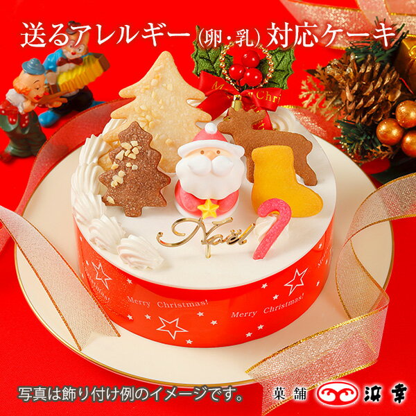 51.送るアレルギー(卵・乳)対応ケーキ【クリスマス 13.5cm 組み立てセット 送料込み クール 冷凍便】