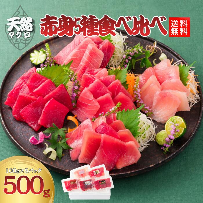 お中元　天然マグロ　　5種マグロ赤身食べ比べ　本マグロ　南マグロ　目バチマグロ　黄肌マグロ　ビンチョウマグロ　生食用（100g×5パック）まぐろ刺し食べ比べ【オープン記念今ならマグロの角煮プレゼント‼】