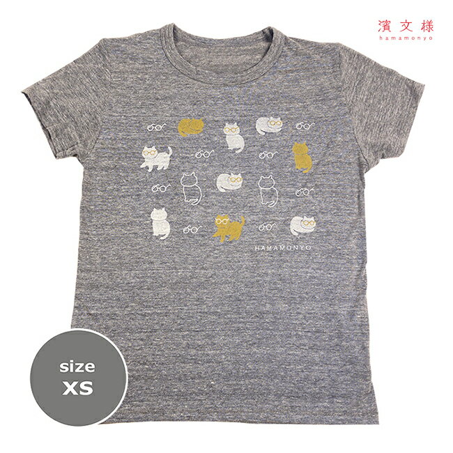 Rakuten - 濱文様　TシャツXS　ねこめがね　グレー