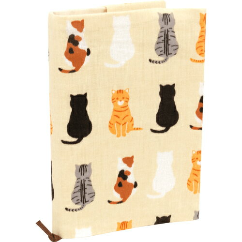 濱文様　文庫本カバー　おすわり猫ならべ