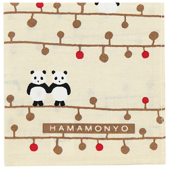Rakuten - 濱文様　スクエアブロードハンカチ　音と小パンダ