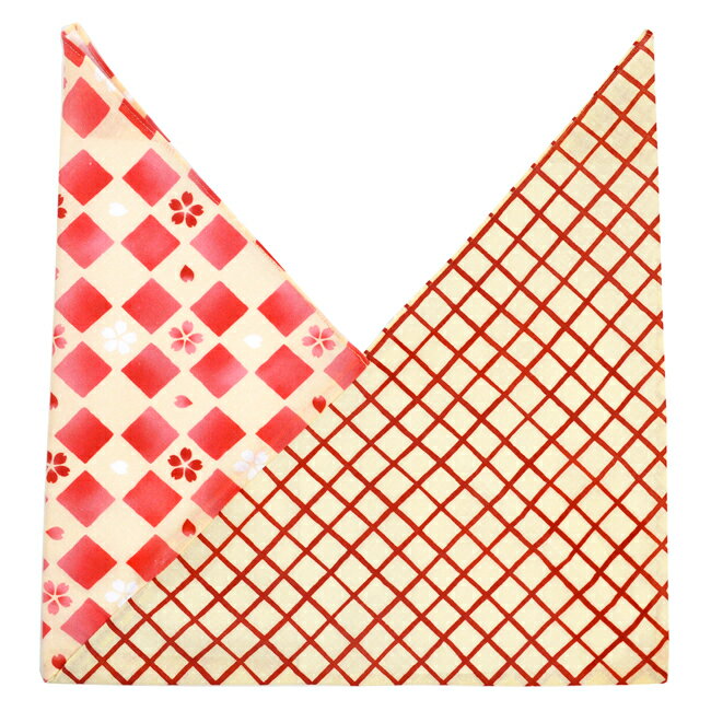 濱文様 双柄あずま袋 格子もよう／ふんわり桜と市松