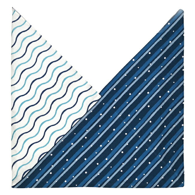 濱文様 双柄あずま袋 あられ玉と縞もよう／波なみ