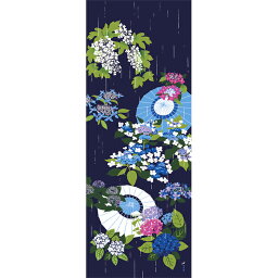 濱文様　絵てぬぐい　五月雨に紫陽花