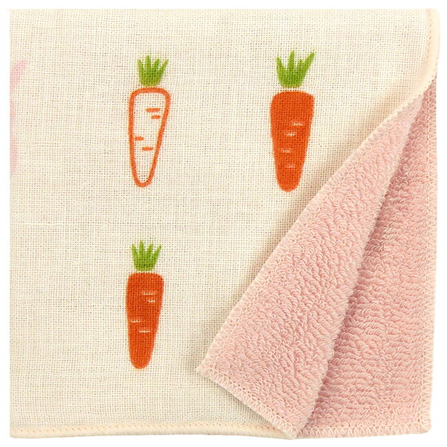 濱文様　キッズタオルハンカチ　にんじんとうさぎさん