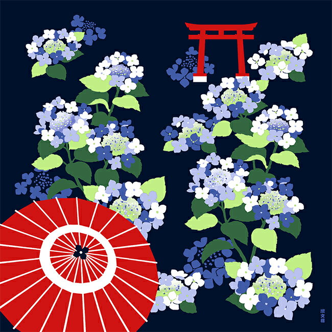 Rakuten - 濱文様　絵小布　あじさい和景色