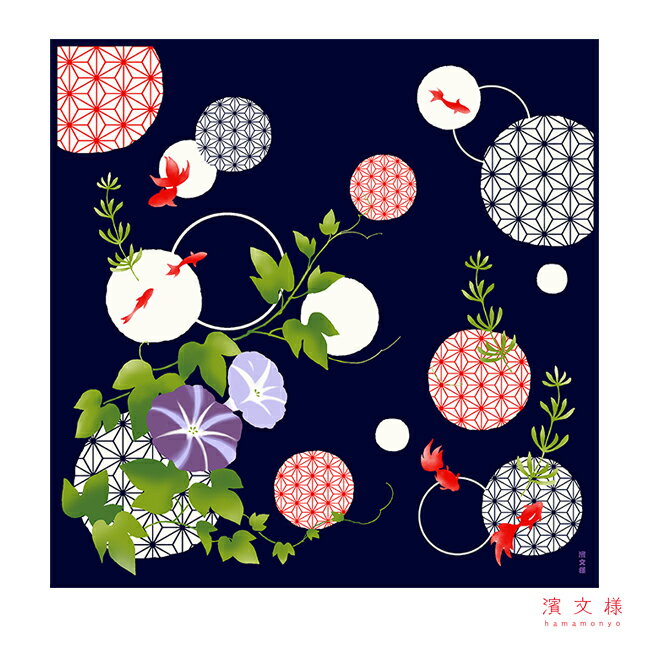 樂天商城 - 濱文様　絵小布　麻の葉金魚