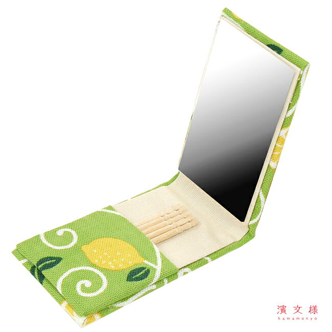 濱文様　エチケットミラー　レモン唐草