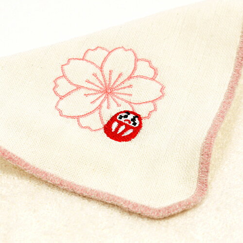 濱文様　モール糸タオルハンカチ　だるまと桜