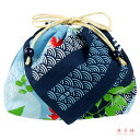 濱文様 お弁当巾着 青海波金魚(3)