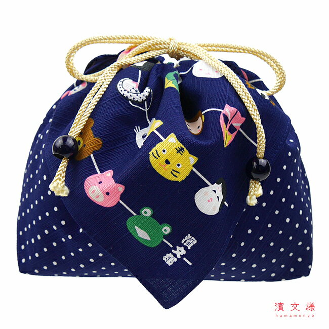 樂天商城 - 濱文様　お弁当巾着　屋台のお面屋さん