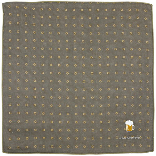 濱文様　リバーシブルガーゼハンカチ　リングドットとビール