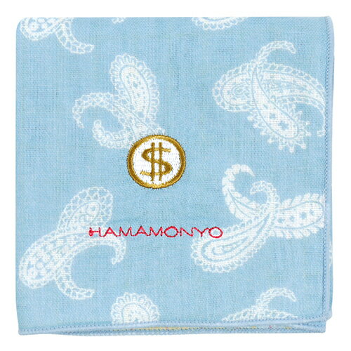 楽天【公式】濱文様　楽天市場店濱文様　リバーシブルガーゼハンカチ　ペイズリーとドル　ブルー