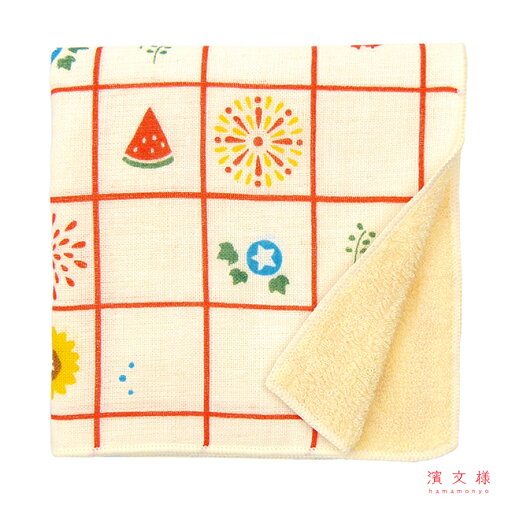 濱文様 和たおるセミウォッシュ 格子に夏模様 濱文様 和たおるセミウォッシュ 格子に夏模様