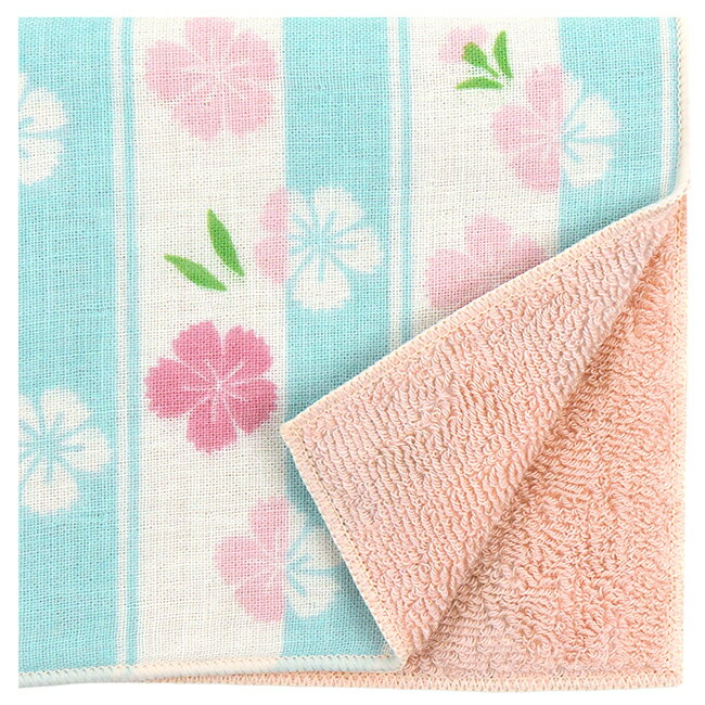 濱文様　和たおるセミウォッシュ　縞に乙女なでしこ