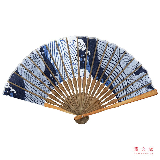 濱文様　てぬぐい扇子　波濤