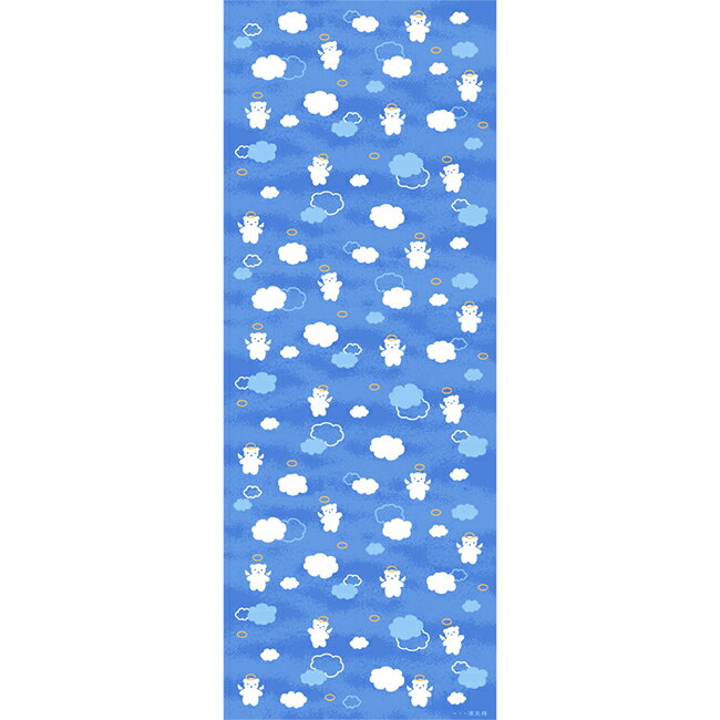 濱文様　てぬぐい　くま雲天使