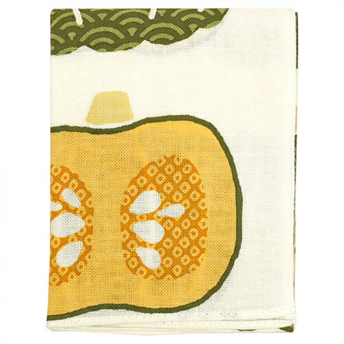 濱文様　てぬぐいのはんかち　でっかぼちゃ　オフ