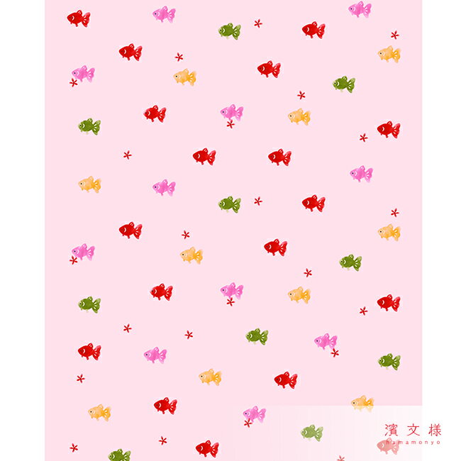 濱文様　てぬぐいのはんかち　彩り金魚