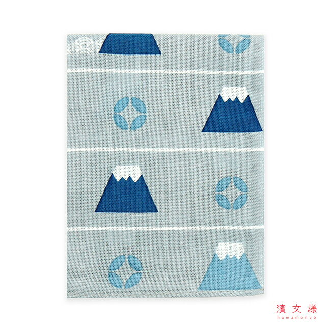 濱文様　てぬぐいのはんかち　富士山と七宝ならべ