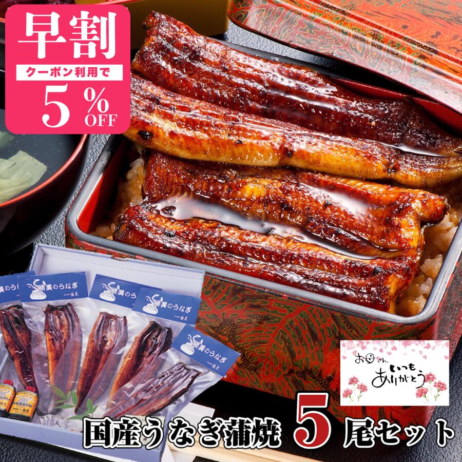 【まもなく終了 母の日 早割 】うなぎ 国産 蒲焼き 170g-180g×5尾セット (タレ・山椒付) ギフト プレゼント 高級ギフト 贅沢 贈り物 浜名湖 送料無料 内祝 御祝 誕生日 特大 勝美 鰻 ウナギ unagi 国産うなぎ 国産ウナギ うなぎ蒲焼き 蒲焼 鰻蒲焼 ウナギ蒲焼 個包装