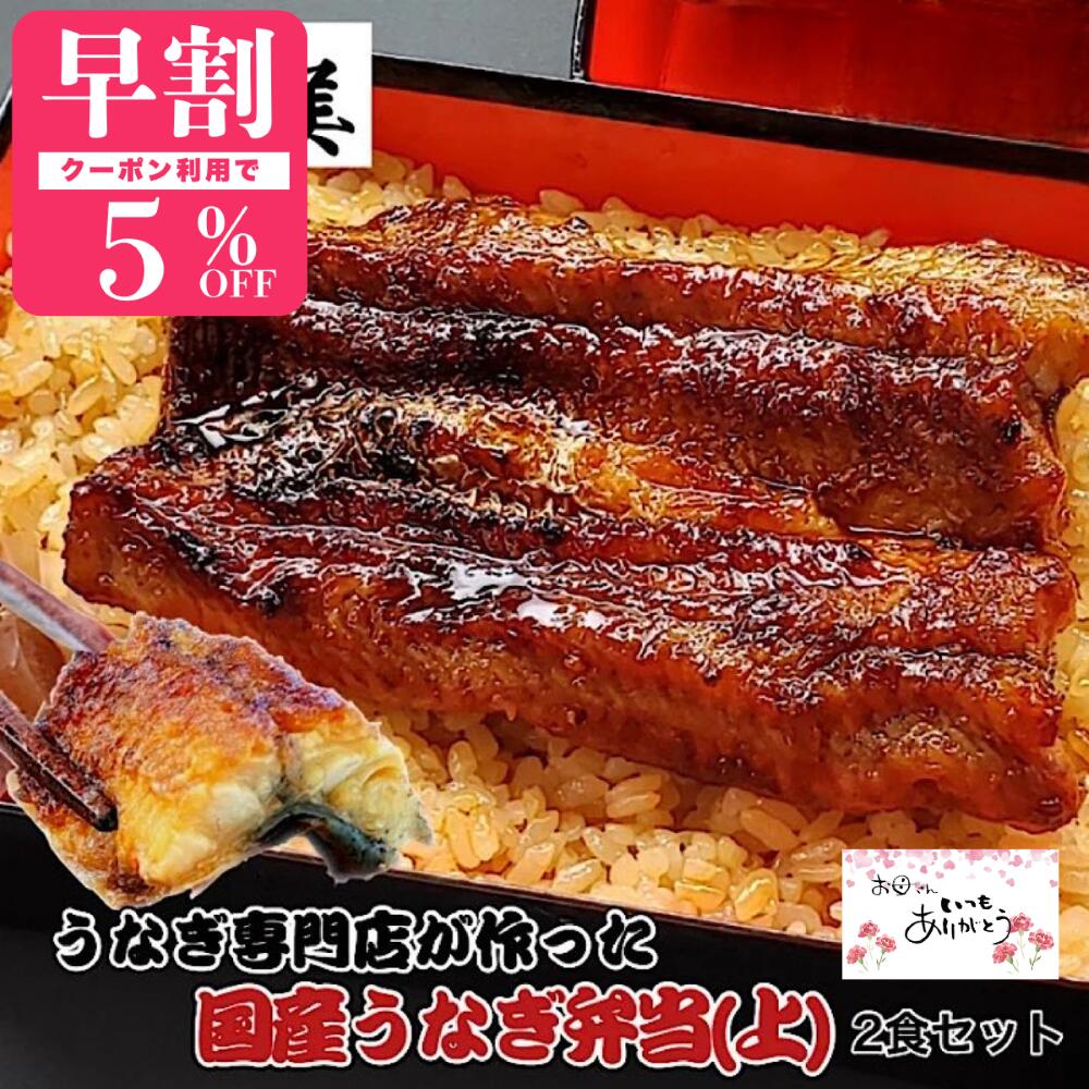 【母の日 早割 10%OFF 3/31迄】うなぎ 国産 蒲焼き 弁当【上】2食セット (タレ山椒付) ギフト プレゼント 高級 贅沢 贈り物 食べ物 誕..