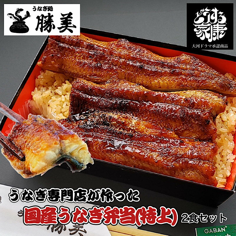 父の日 うなぎ 国産 蒲焼き弁当【特上】2食セット (タレ山椒付) ギフト プレゼント 誕生日 勝美 冷凍弁当 駅弁 お弁当 レンジ 贈り物 お返し 御礼 御祝 出産内祝 浜名湖 浜松 冷凍弁当 蒲焼 鰻 ウナギ unagi カット