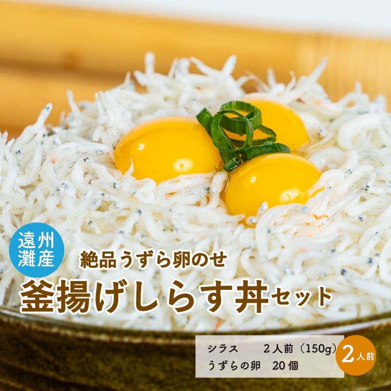 濃厚卵のしらす丼セット2人分（シラス150g+うずら卵20個）遠州灘沖で獲れたしらすを漁港で即釜茹で！プリッとしたしらすと濃厚なうずら卵が絶品！親しい方へのギフトにも最適です。