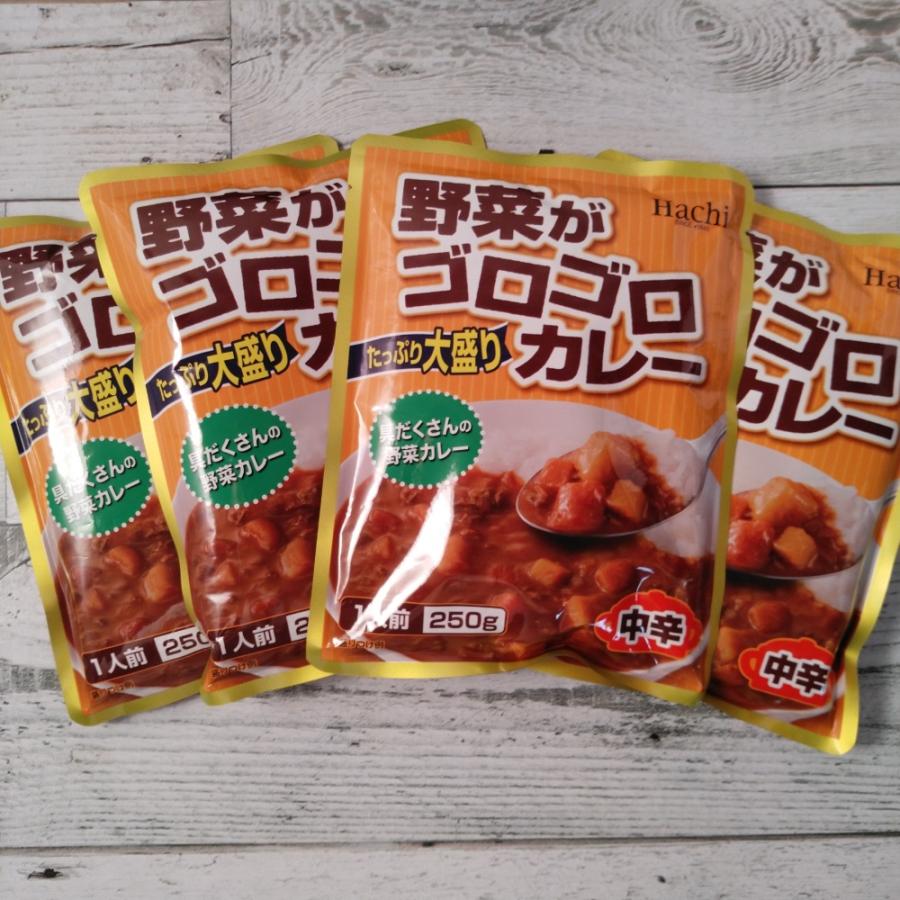 ハチ食品 野菜がゴロゴロたっぷり大盛りカレー 中辛 250g×4袋 メール便送料無料 ポイント消化 600