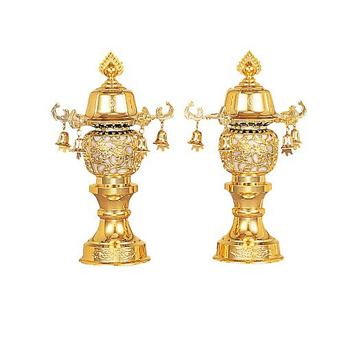 乐天商城 - 盆提灯 【ちょうちん・霊前灯】 7号 鈴付 ゴールド 高さ25cm×巾15cm 6587 初盆 初盆提灯 新盆 行灯 ちょうちん ●お仏壇・仏具の浜屋