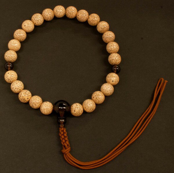 数珠（念珠）　星月菩提樹・茶水晶仕立　24珠　紐房　男性用1蓮 ●お仏壇・仏具の浜屋