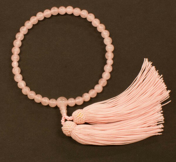 数珠ローズクォーツ・共仕立正絹頭付...