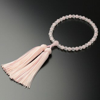 女性用片手京念珠天然石朝霧水晶7ミ...