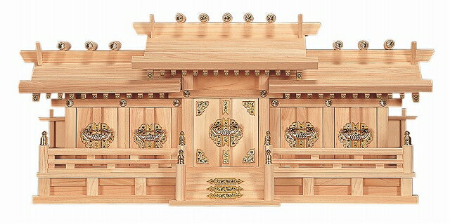 新寸屋根違い五社　（ひのき） 横巾79×高さ36cm 【神棚】 ●お仏壇・仏具の浜屋