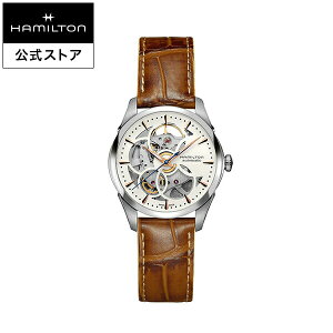 ハミルトン 公式 腕時計 HAMILTON Jazzmaster Viewmatic Skeleton Lady ジャズマスター ビューマティック スケルトン レディ オートマティック 自動巻き 36.00MM レザーベルト ホワイト × ブラウン H32405551 レディース腕時計 女性 正規品 ブランド